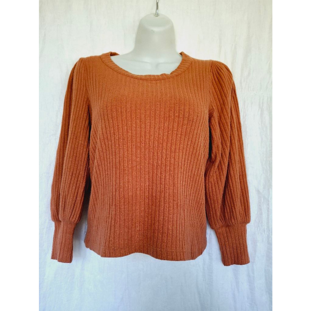 Women's Madewell cropped puffy sleeve Sweater, Orange, XXS - Picture 1 of 4